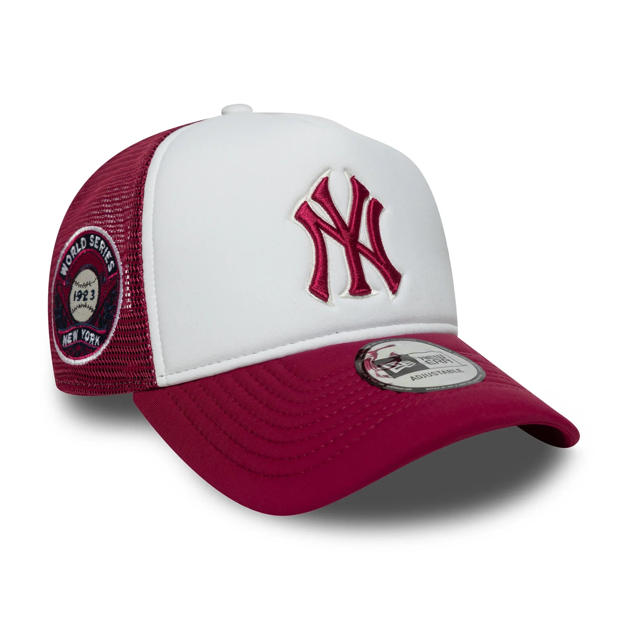 NEW YORK YANKEES MLB CAP WHITE DARKRED UV NEW ERA 9FORTY TRUCKER