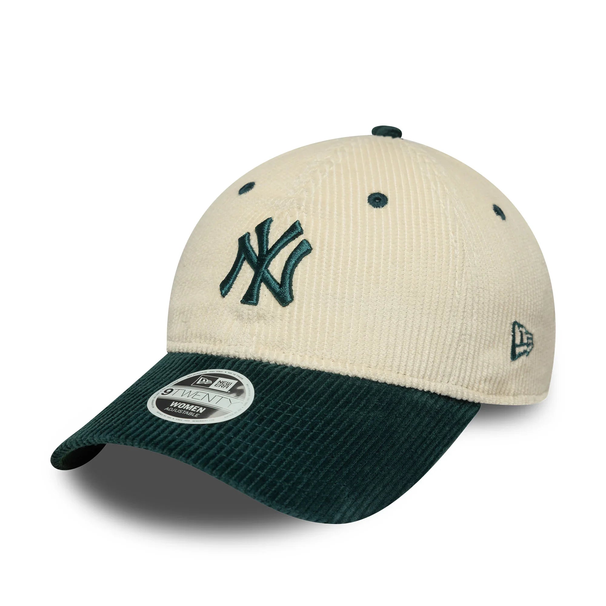 NEW YORK YANKEES MLB CORD CREAM DARK GREEN UV NEW ERA 9TWENTY WOMENS