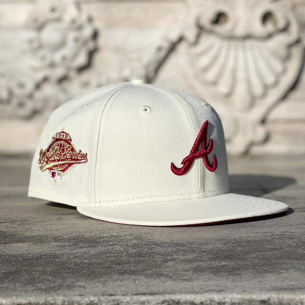 New Era Atlanta Braves White on Red Fitted Hat 7 1/8