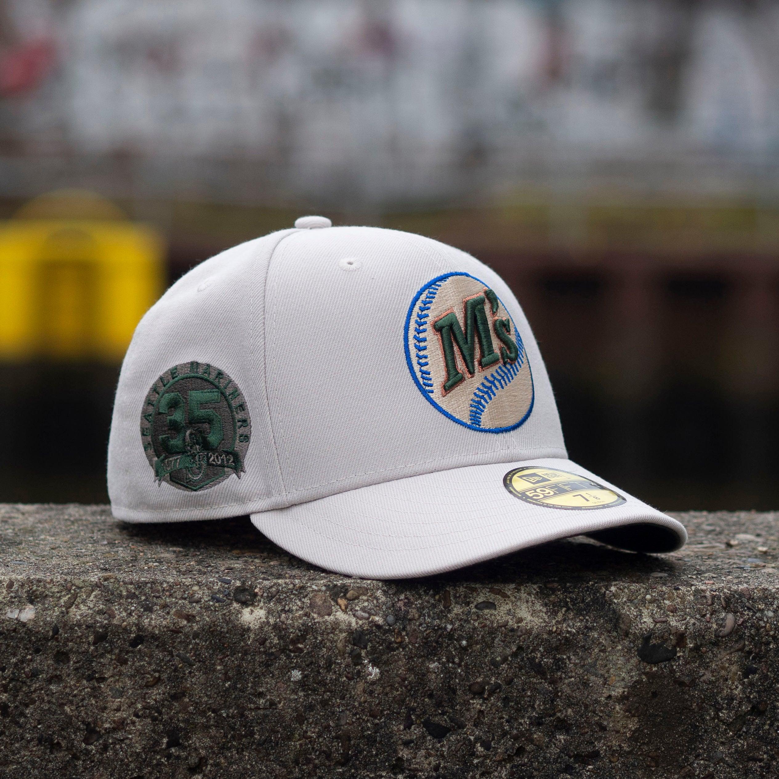 NEW ERA 59FIFTY MLB SEATTLE MARINERS 35th ANNIVERSARY STONE / EMERALD GREEN UV FITTED CAP - FAM