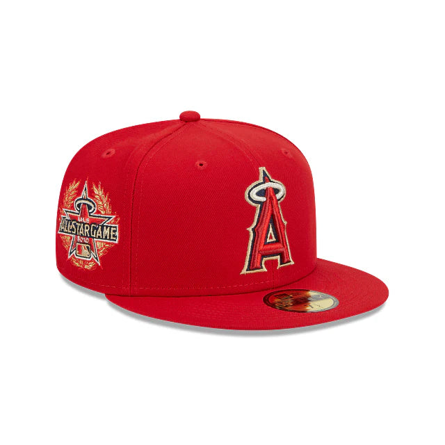 NEW ERA 59FIFTY MLB ANAHEIM ANGELS SIDEPATCH LAUREL RED / GREEN UV FITTED CAP
