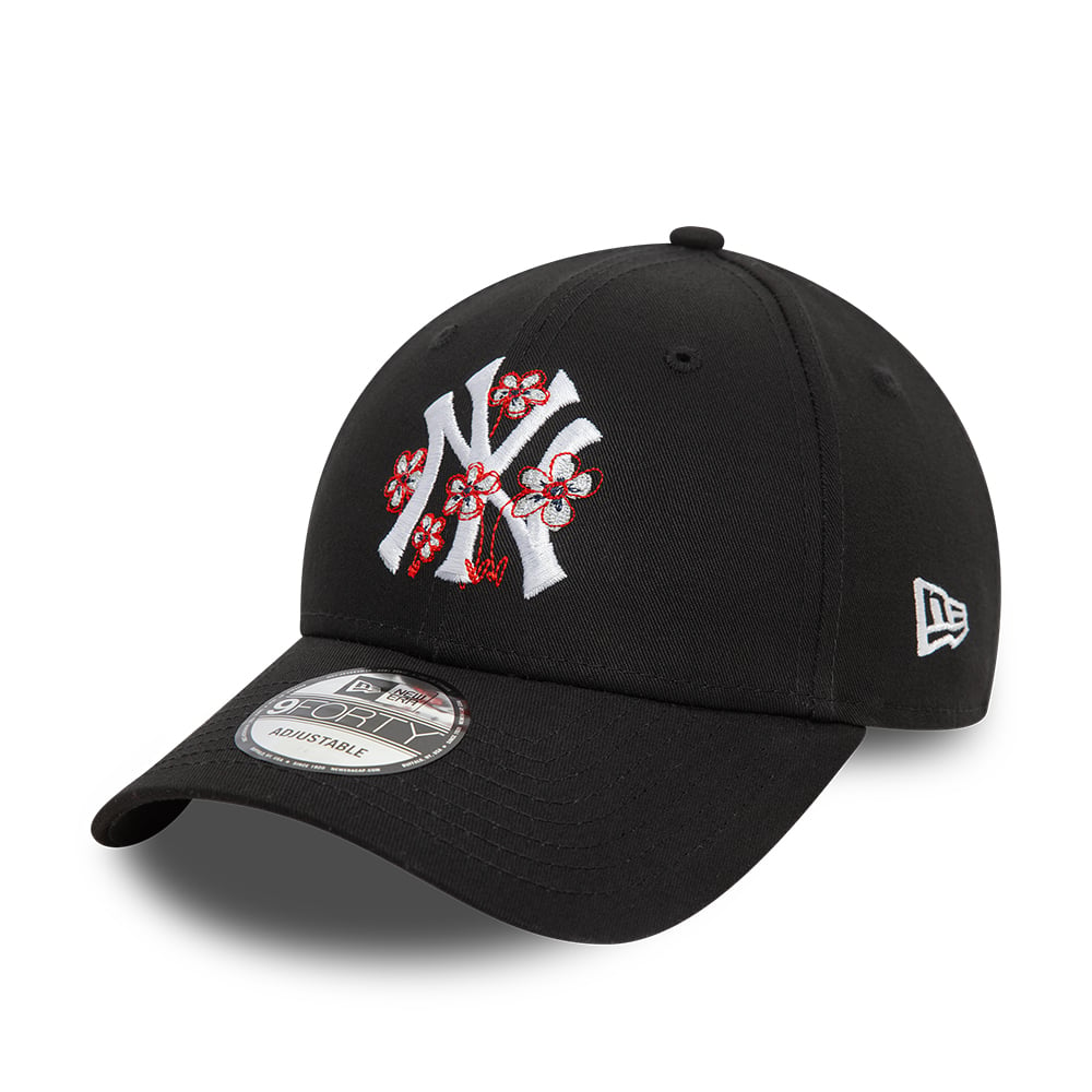 NEW ERA 9FORTY MLB NEW YORK YANKEES FLOWER ICON BLACK CAP