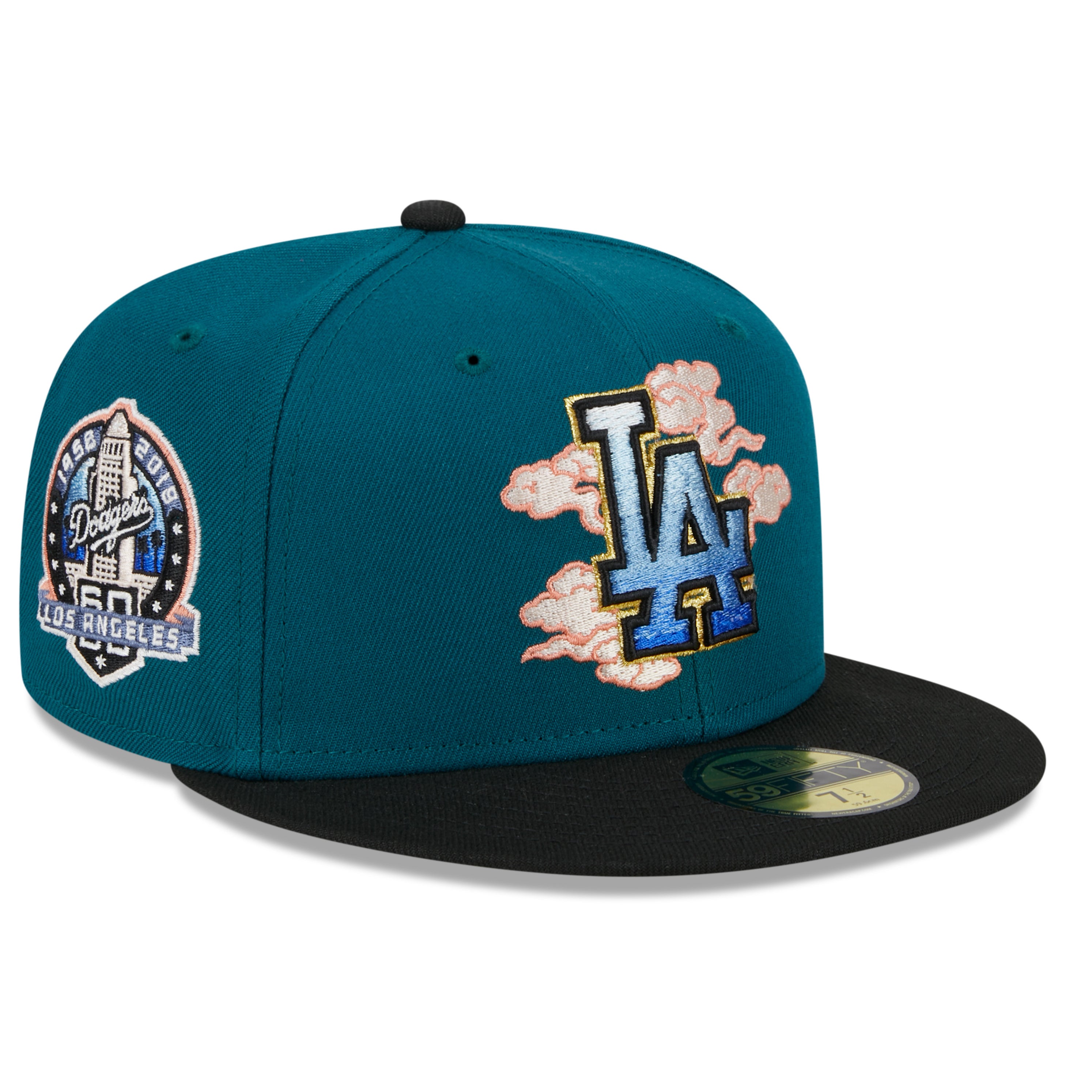NEW ERA 59FIFTY MLB LOS ANGELES DODGERS CLOUD SPIRAL 60TH ANNIVERSARY TWO TONE / GREY UV FITTED CAP