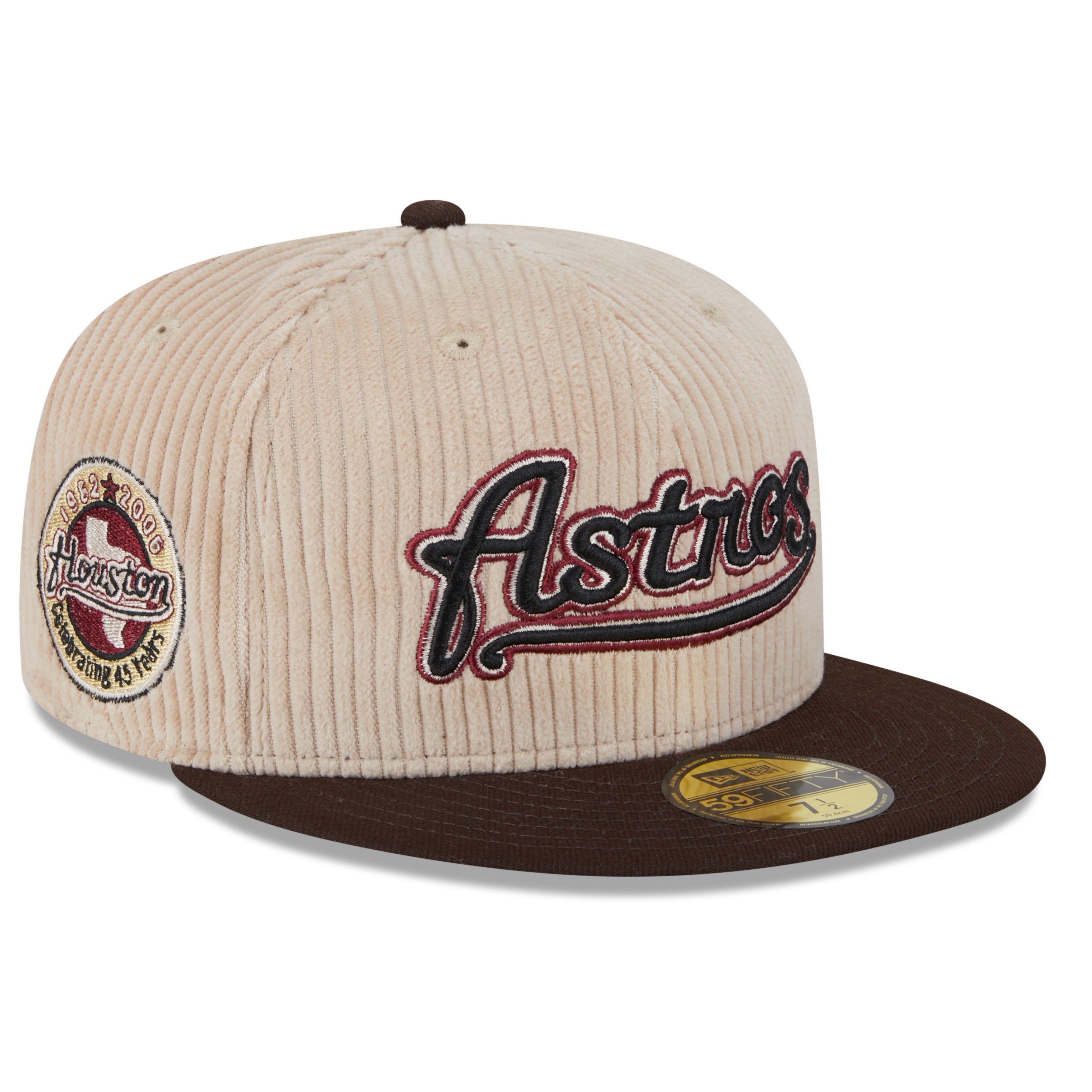 NEW ERA 59FIFTY MLB HOUSTON ASTROS FALL CORD 45TH ANNIVERSARY TWO TONE / DARK GREEN UV FITTED CAP