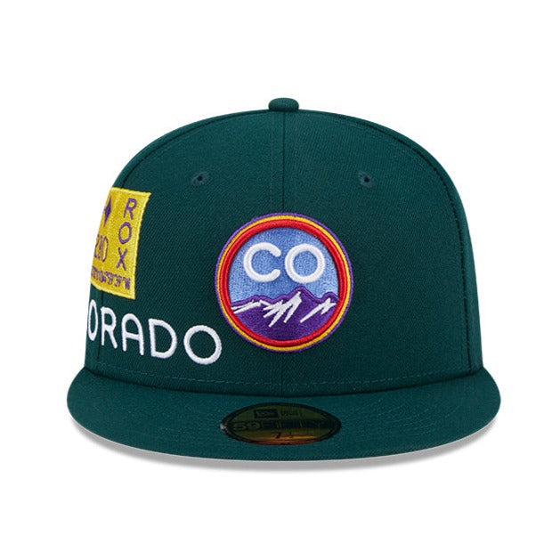 NEW ERA 59FIFTY MLB COLORADO ROCKIES CITYCON DAKR GREEN / GREY UV FITTED CAP
