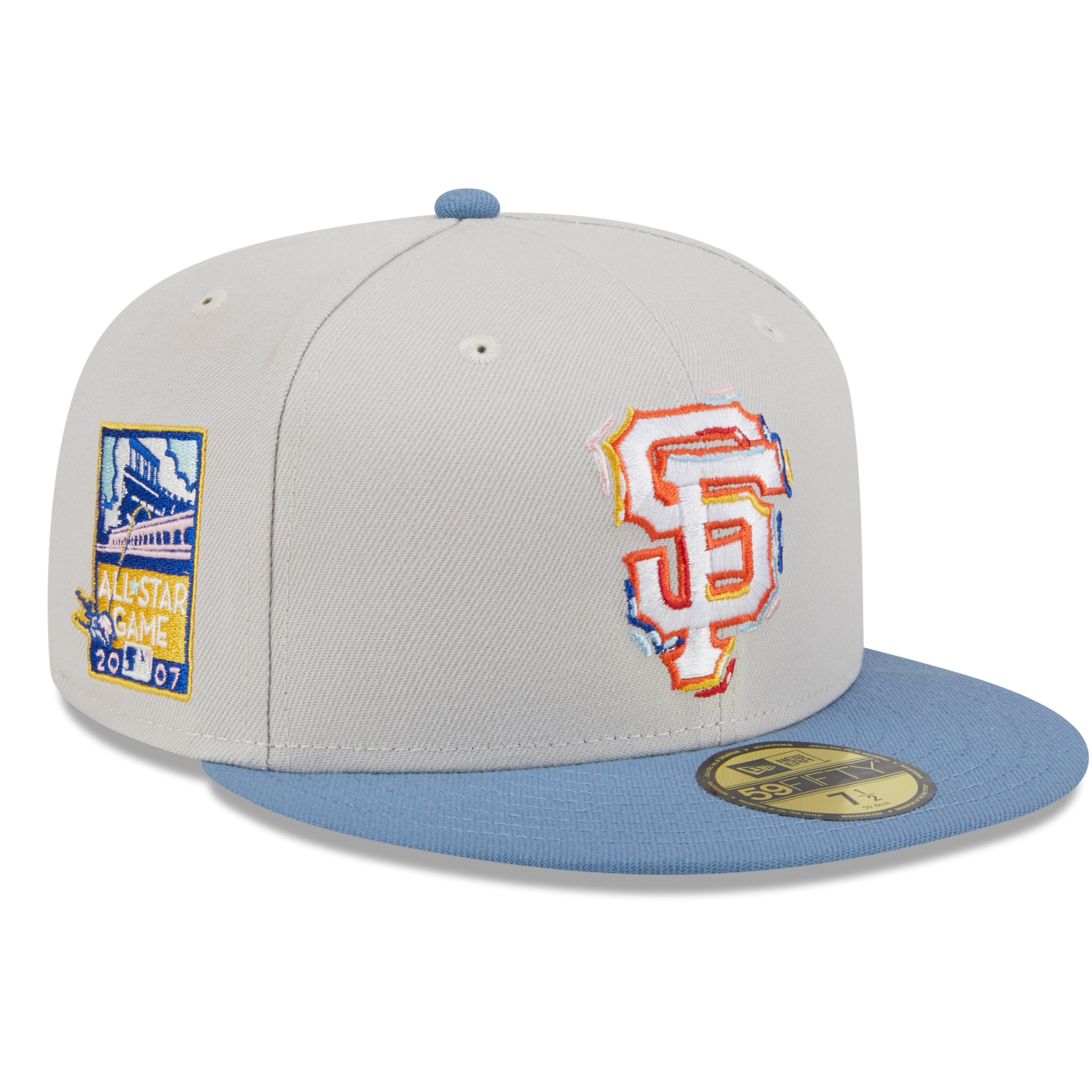 NEW ERA 59FIFTY MLB SAN FRANCISCO GIANTS COLOR BRUSH ALL STAR GAME 2007 TWO TONE / GREY UV FITTED CAP