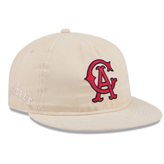 NEW ERA RC9FIFTY OF MLB CALIFORNIA ANGELS BRUSHED NYLON LIGHT BEIGE STRAPBACK CAP