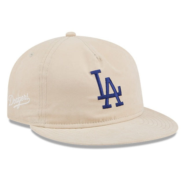 NEW ERA RC9FIFTY OF MLB LOS ANGELES DODGERS BRUSHED NYLON LIGHT BEIGE STRAPBACK CAP