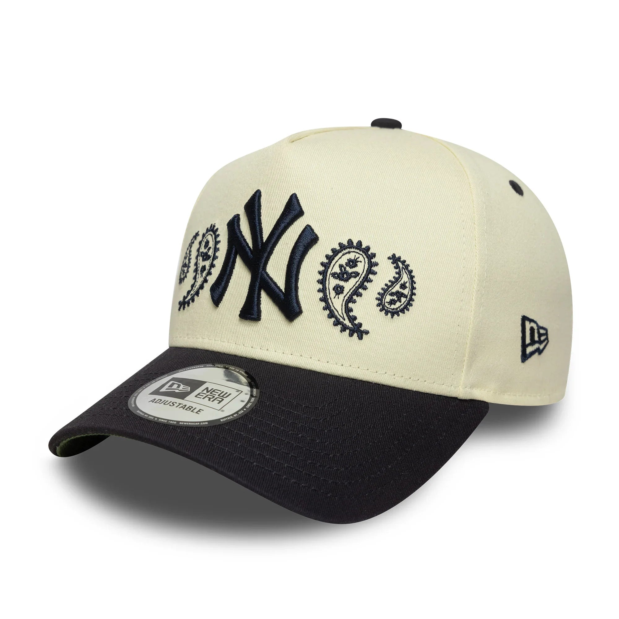 NEW YORK YANKEES MLB PAISLEY WHITE BLACK TWO TONE GREEN UV / NEW ERA 9FORTY A-FRAME