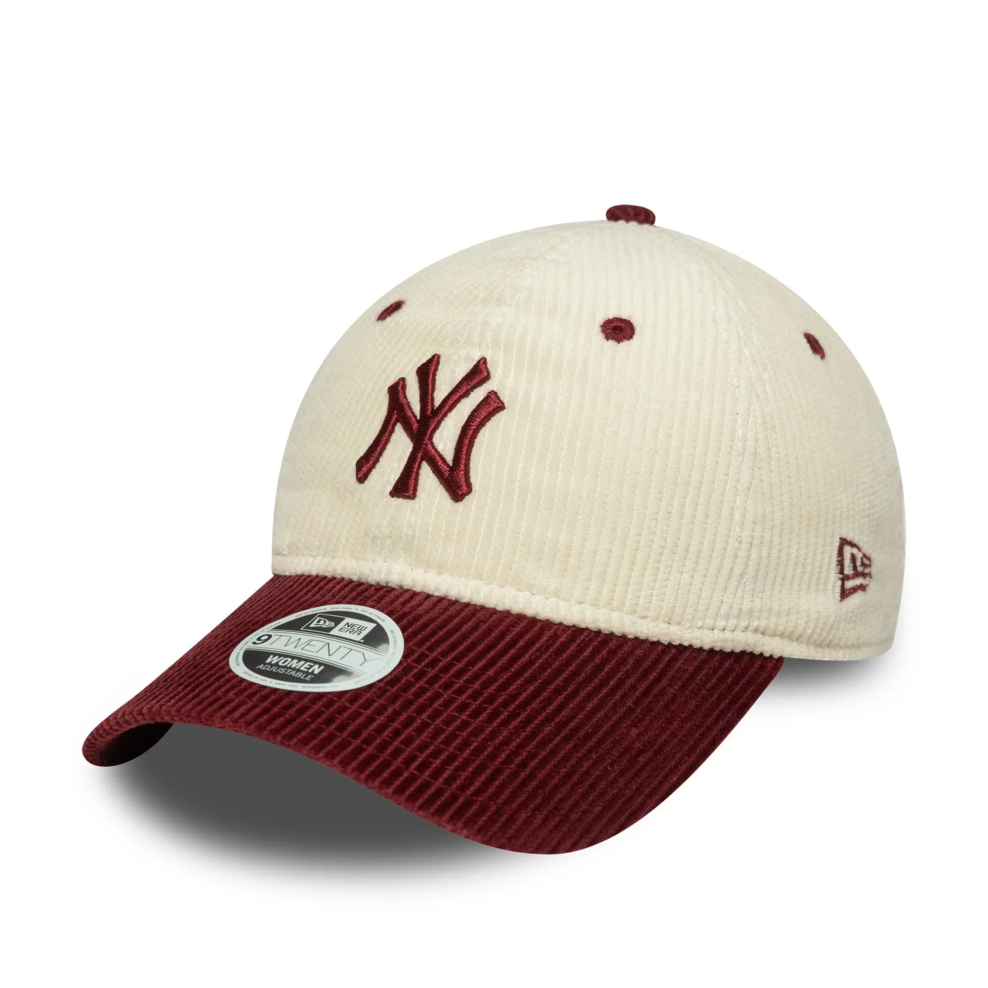 NEW YORK YANKEES MLB CORD CREAM DARK RED UV / NEW ERA 9TWENTY WOMENS CAP