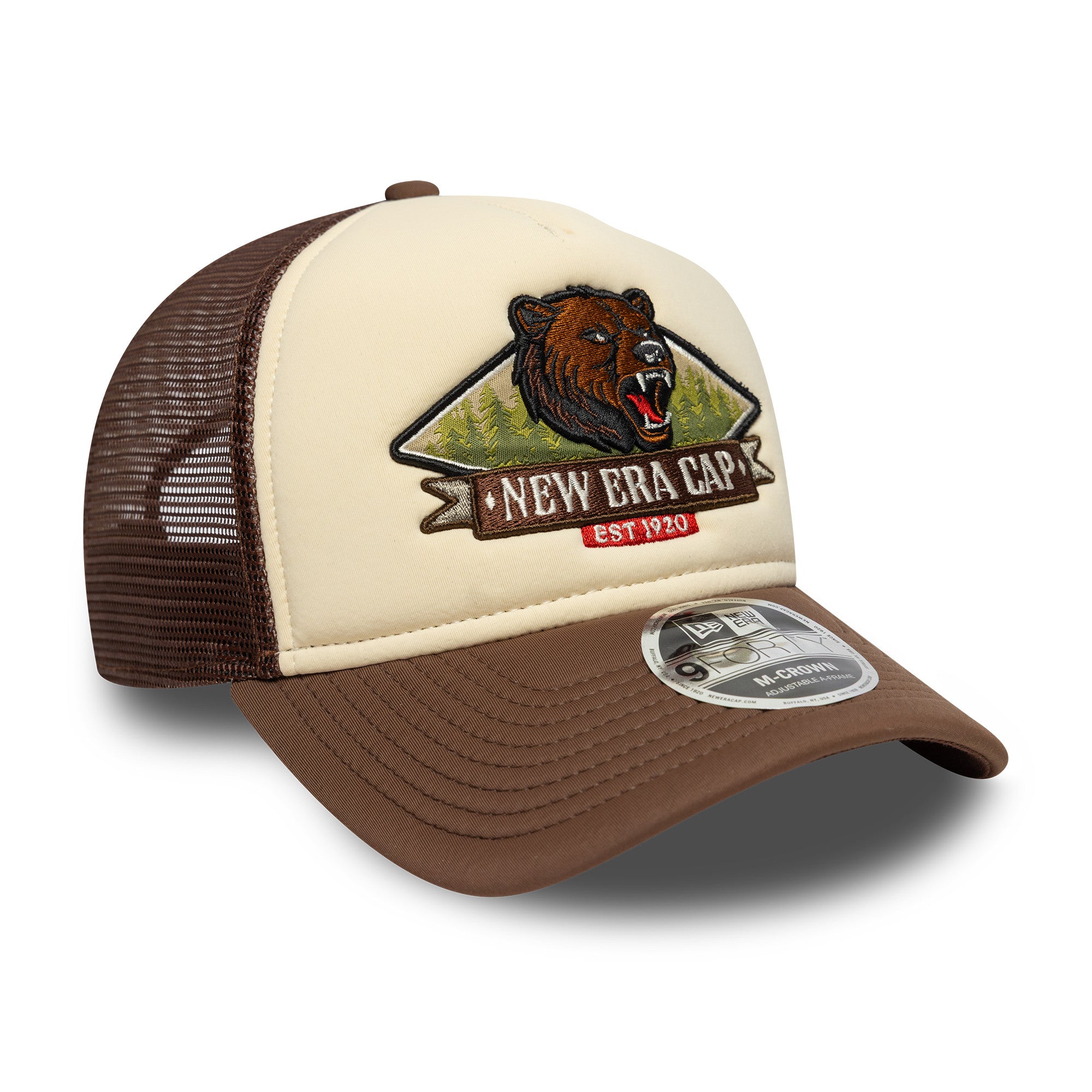 NEW ERA GRAPHIC MLB BEIGE BROWN UV / 9FORTY M-CROWN A-FRAME TRUCKER CAP