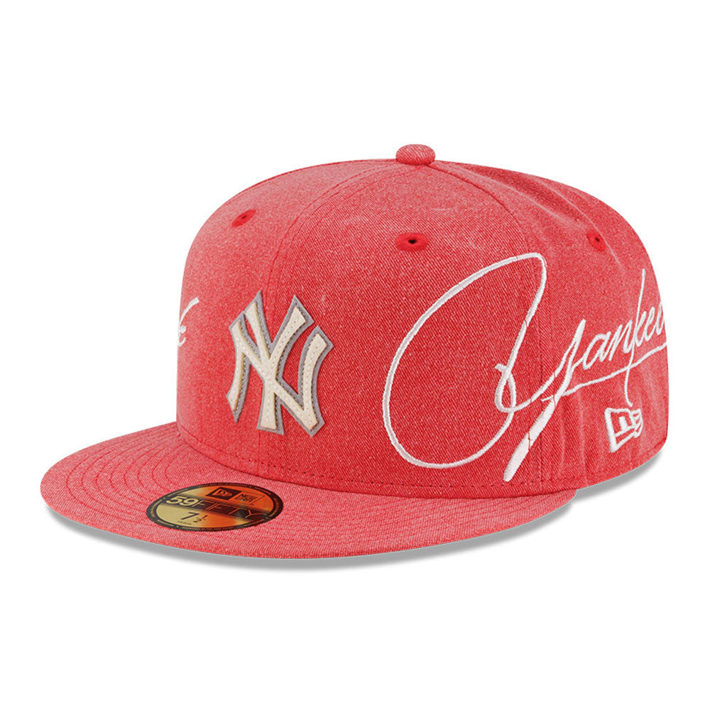 NEW YORK YANKEES MLB WASHED RED SCRIPT GREY UV / NEW ERA 59FIFTY