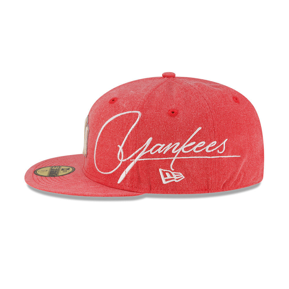 NEW YORK YANKEES MLB WASHED RED SCRIPT GREY UV / NEW ERA 59FIFTY
