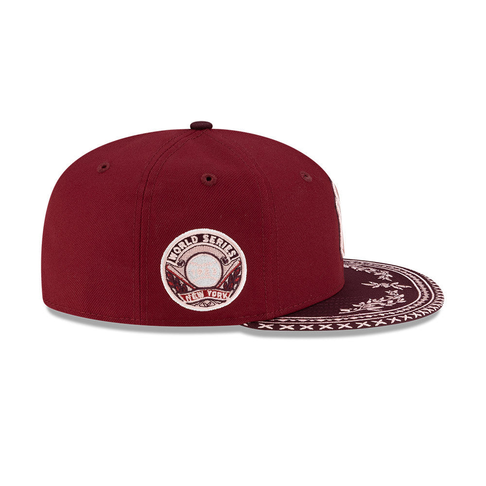 NEW YORK YANKEES MLB FLOURISHES RED MAROON WS 1923 / NEW ERA 59FIFTY