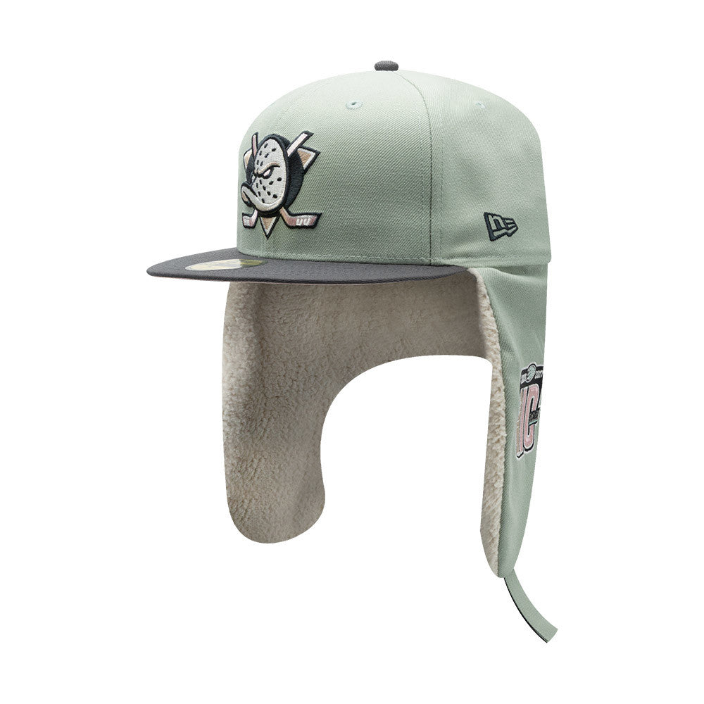 ANAHEIM ANGELS NHL PASTEL GREEN BLACK TWO TONE PINK UV / NEW ERA 59FIFTY DOGEAR CAP