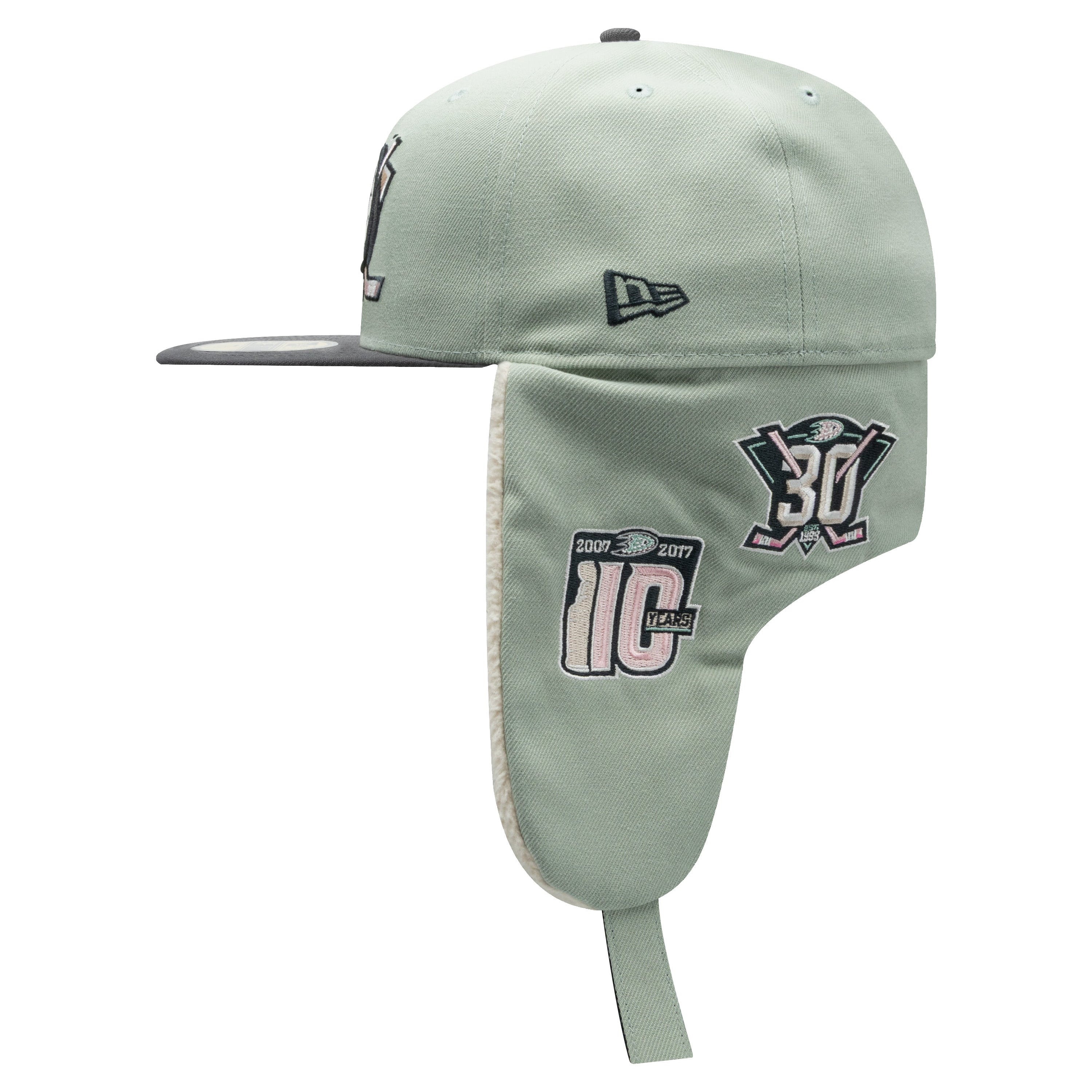 ANAHEIM ANGELS NHL PASTEL GREEN BLACK TWO TONE PINK UV / NEW ERA 59FIFTY DOGEAR CAP