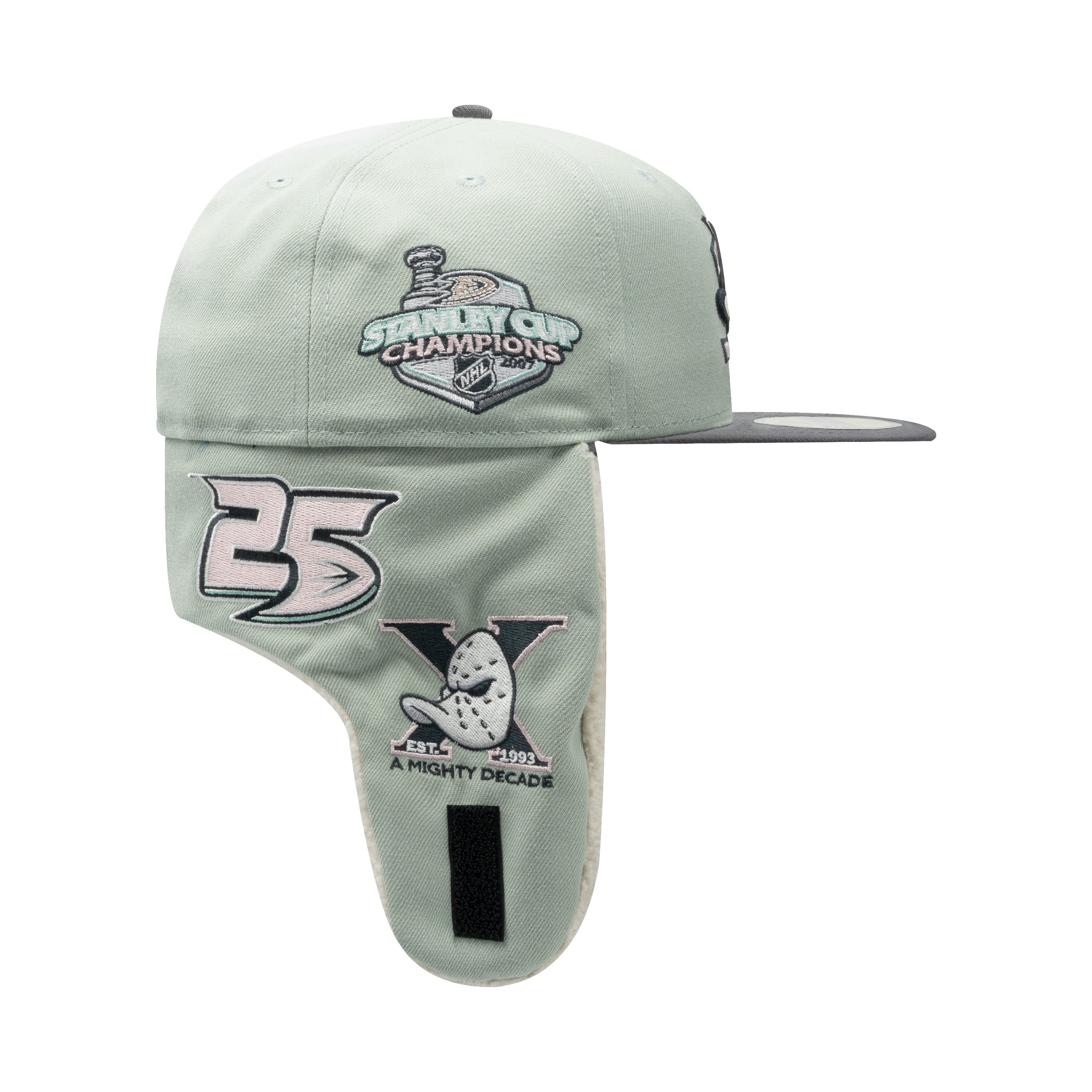 ANAHEIM ANGELS NHL PASTEL GREEN BLACK TWO TONE PINK UV / NEW ERA 59FIFTY DOGEAR CAP