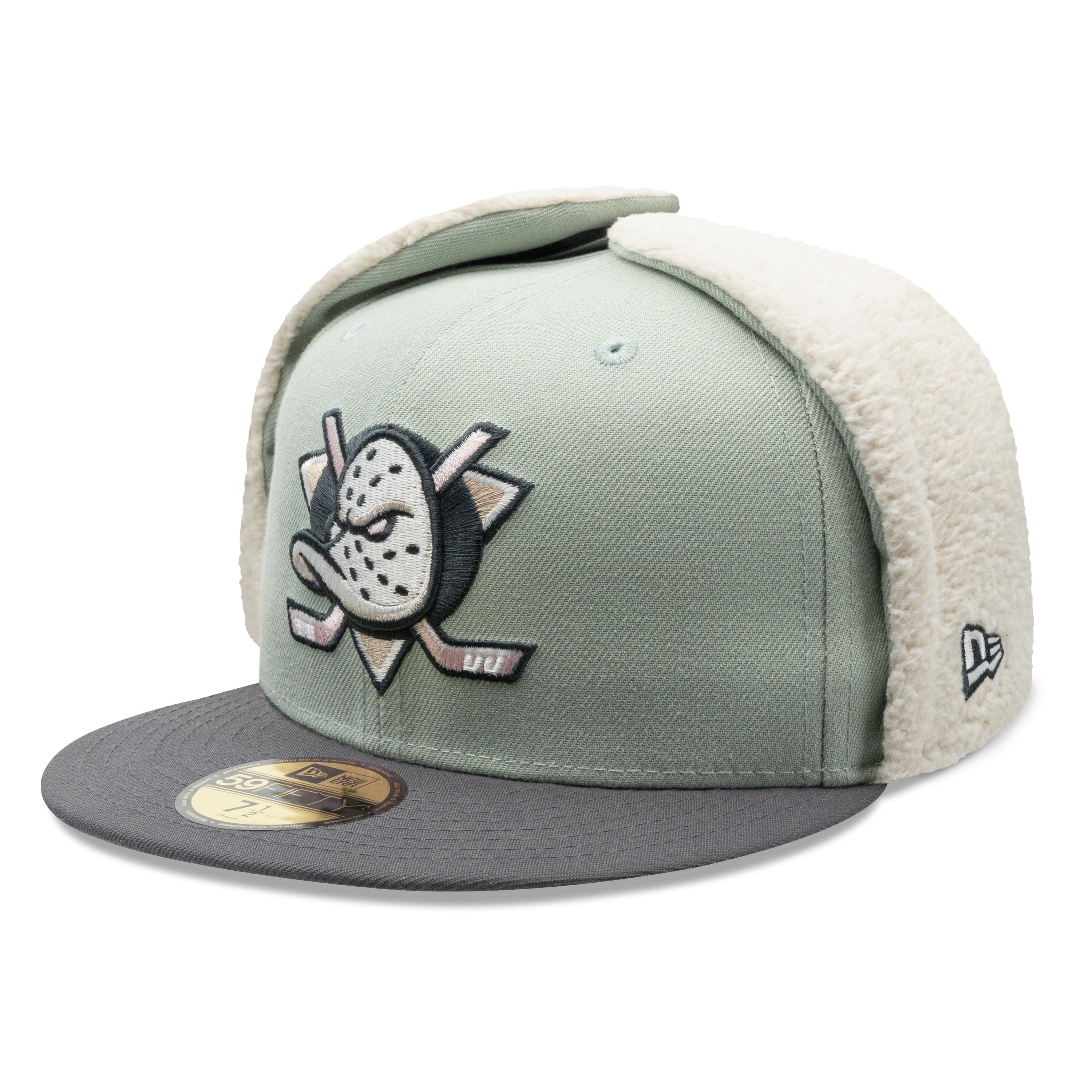 ANAHEIM ANGELS NHL PASTEL GREEN BLACK TWO TONE PINK UV / NEW ERA 59FIFTY DOGEAR CAP