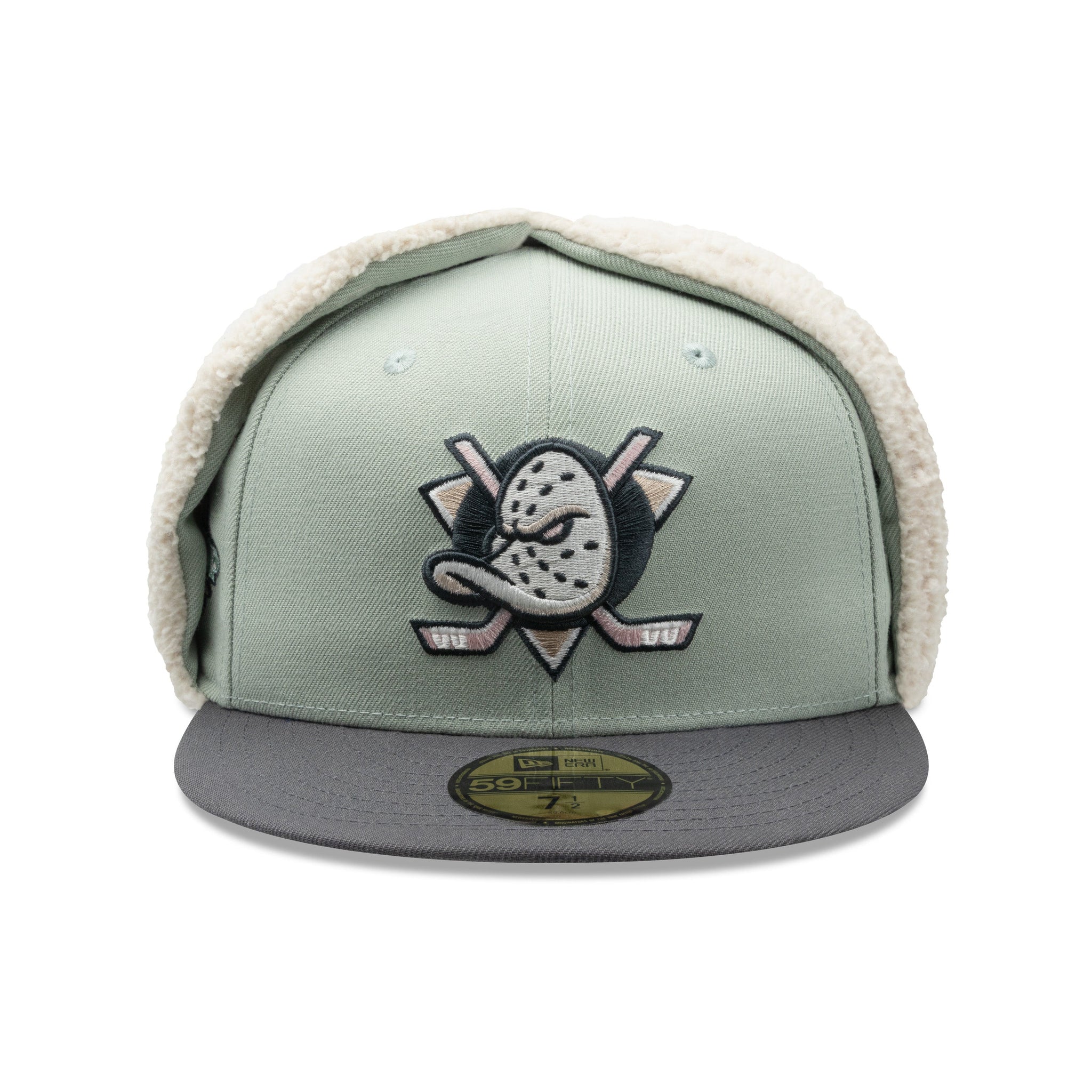 ANAHEIM ANGELS NHL PASTEL GREEN BLACK TWO TONE PINK UV / NEW ERA 59FIFTY DOGEAR CAP