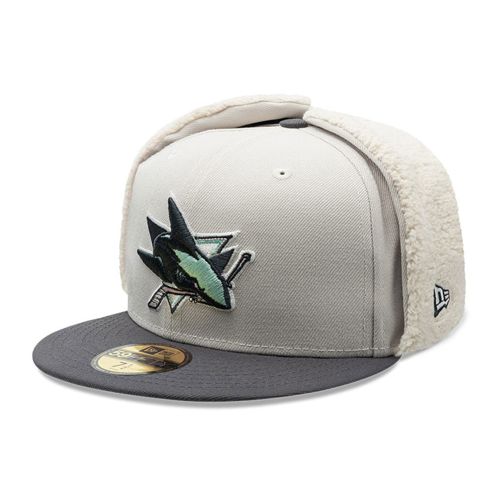 SAN JOSE SHARKS NHL LIGHT BEIGE DARK GREY TWO TONE/ NEW ERA 59FIFTY DOGEAR CAP