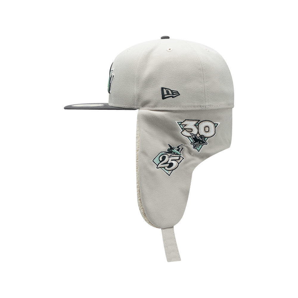 SAN JOSE SHARKS NHL LIGHT BEIGE DARK GREY TWO TONE/ NEW ERA 59FIFTY DOGEAR CAP