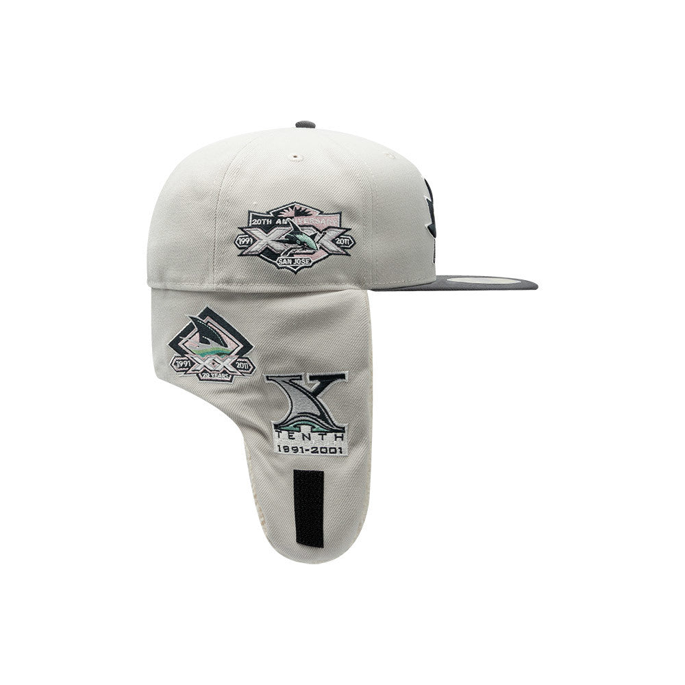 SAN JOSE SHARKS NHL LIGHT BEIGE DARK GREY TWO TONE/ NEW ERA 59FIFTY DOGEAR CAP