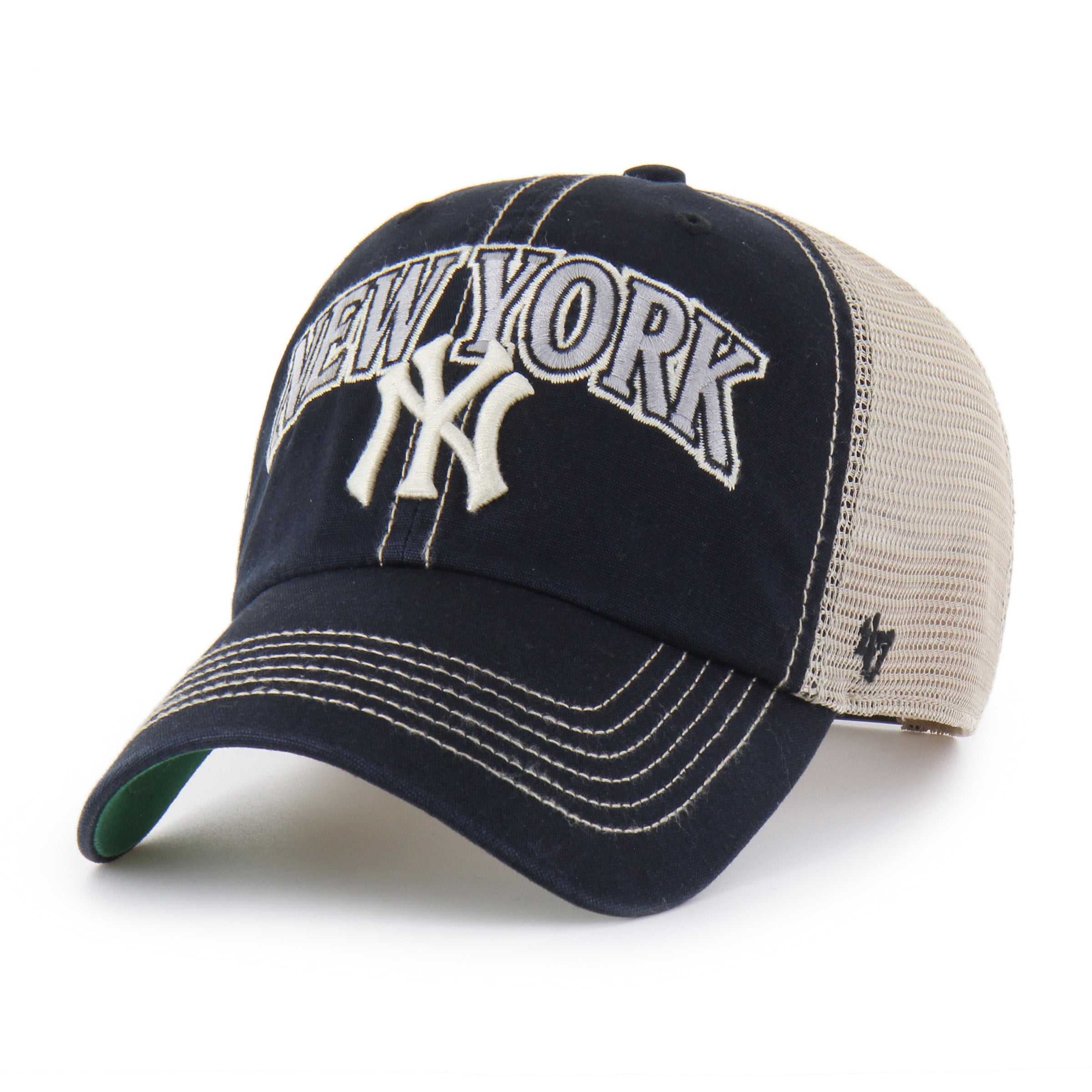 NEW YORK YANKEES MLB BLACK WHITE TWO TONE KELLY GREEN UV / '47 TUSCALOOSA CLEAN UP