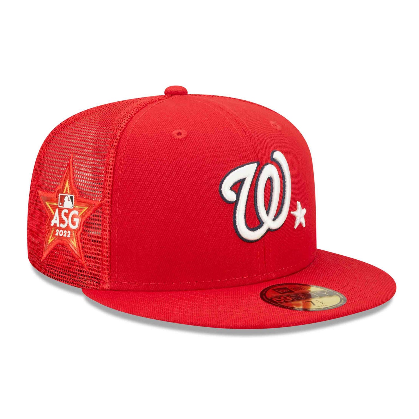 NEW ERA 59FIFTY MLB WASHINGTON NATIONALS ALL STAR GAME 2022 RED / TROPIC RED UV FITTED TRUCKER CAP