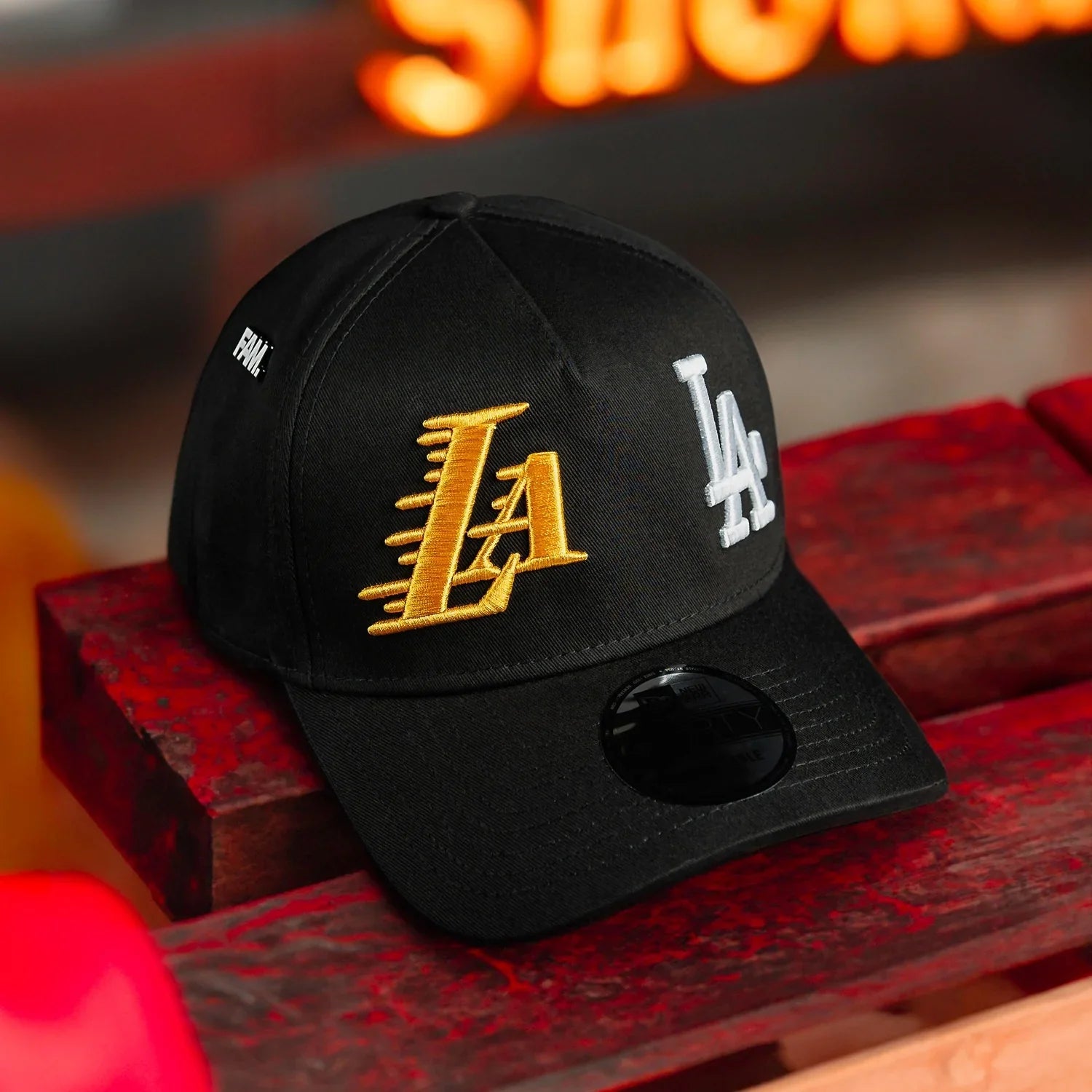 NEW ERA 9FORTY A-FRAME NBA x MLB LOS ANGELES LAKERS & DOODGERS BLACK / GRAY UV SNAPBACK