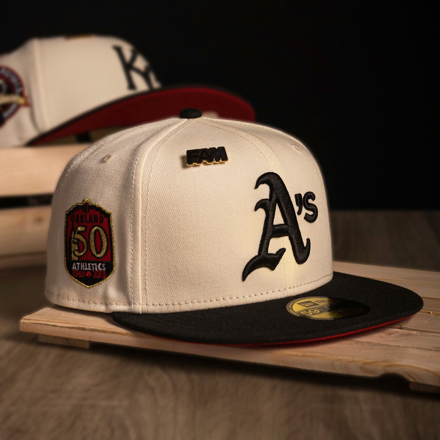 NEW ERA 59FIFTY MLB OAKLAND ATHLETICS 50TH ANNIVERSARY TWO TONE / SCARLET UV FITTED CAP
