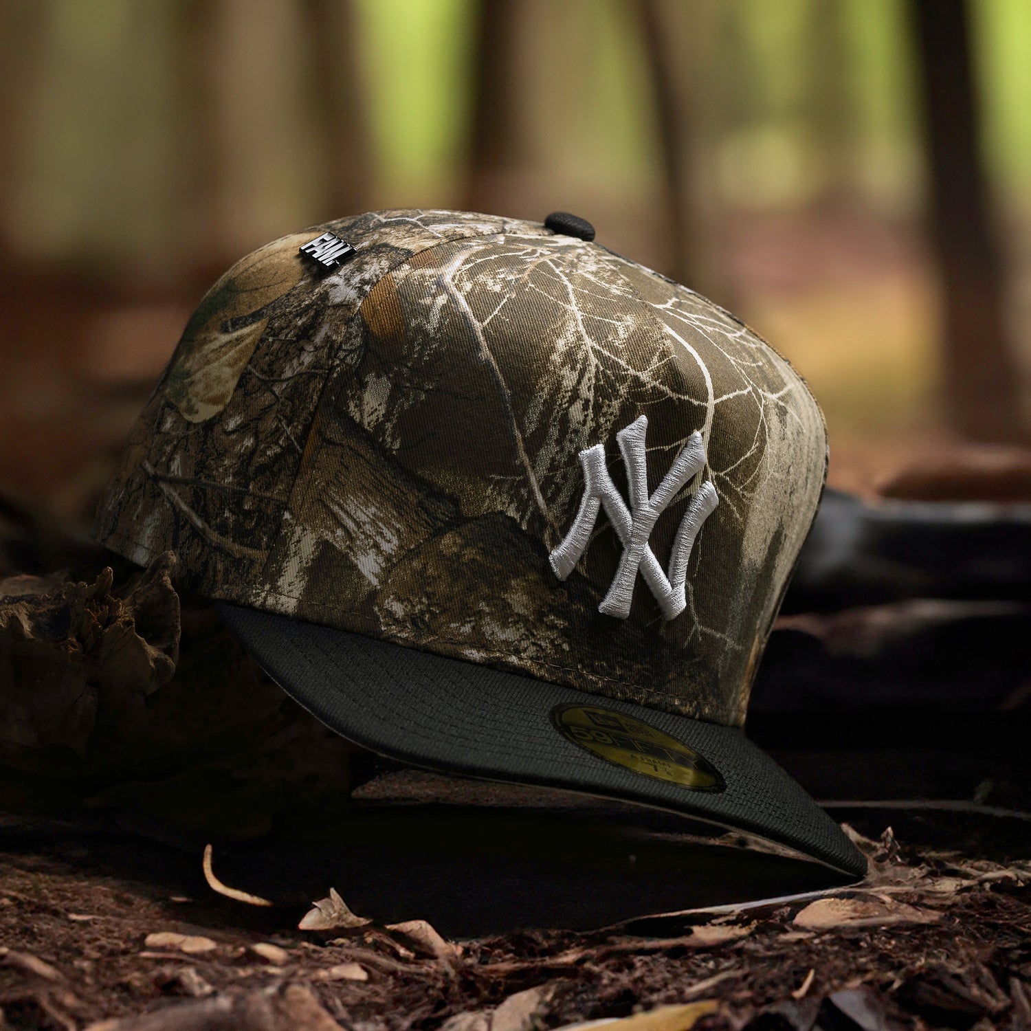 NEW YORK YANKEES MLB TREE EDGE TWO TONE GRAY UV / NEW ERA 59FIFTY A-FRAME CURVE CAP