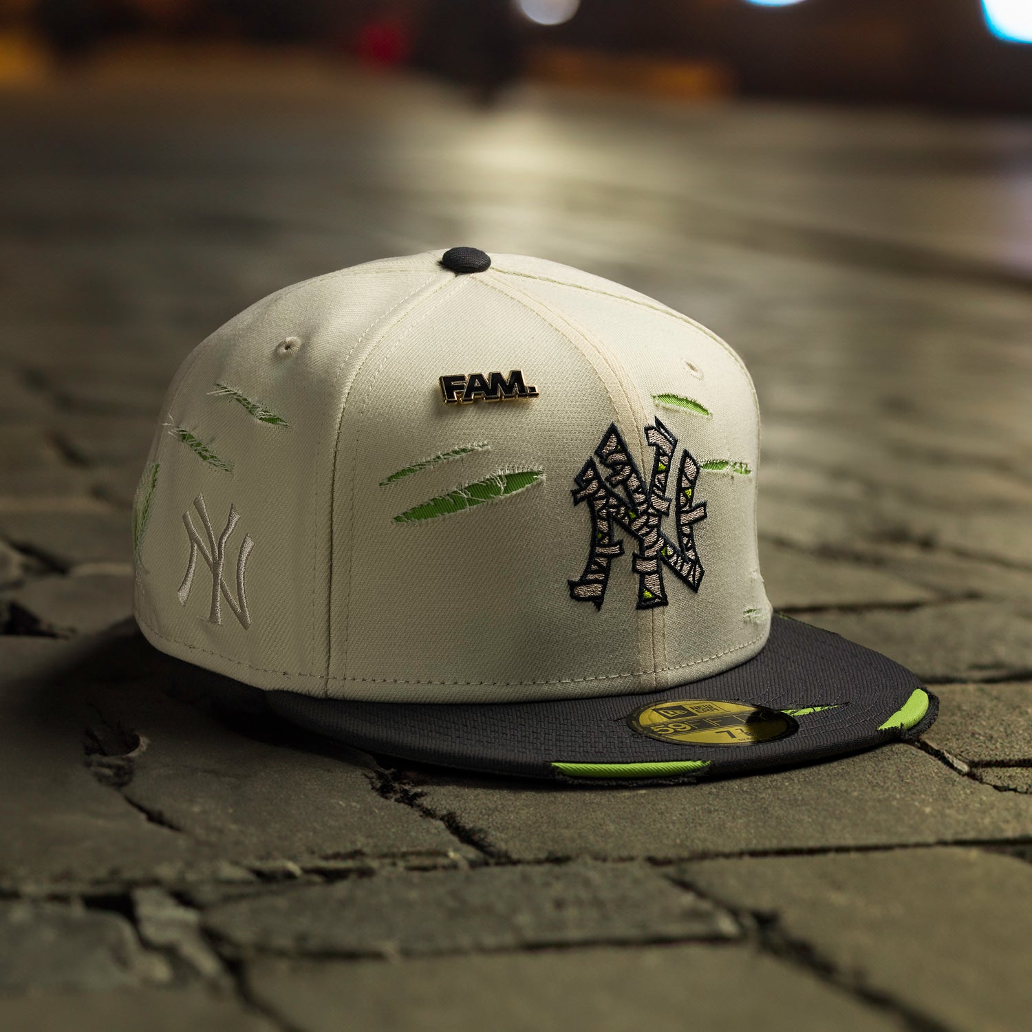 NEW YORK YANKEES MLB MUMMIFIED CREAM NEON GREEN TWO TONE GREY UV / NEW ERA 59FIFTY CAP