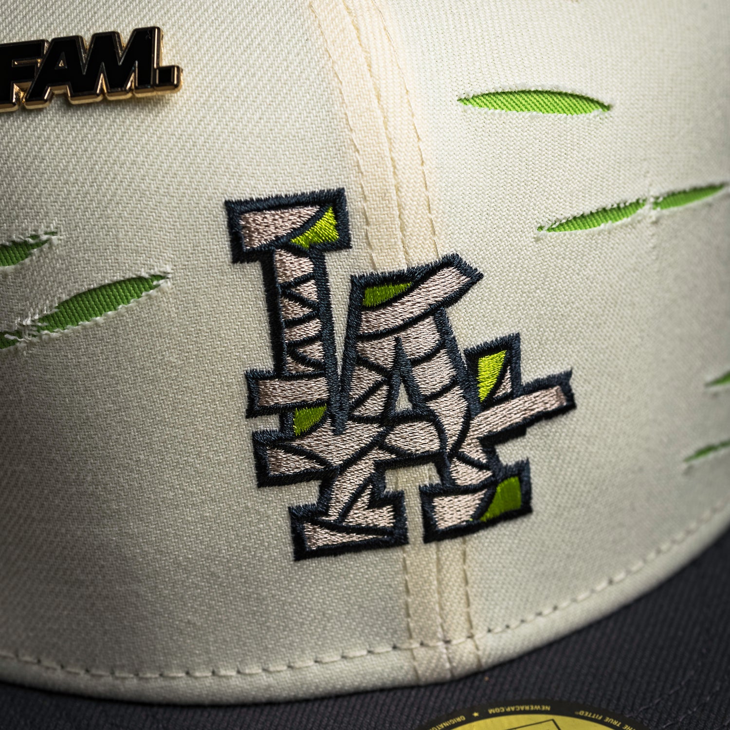 LOS ANGELES DODGERS MLB MUMMIFIED CREAM NEON GREEN TWO TONE GREY UV / NEW ERA 59FIFTY CAP
