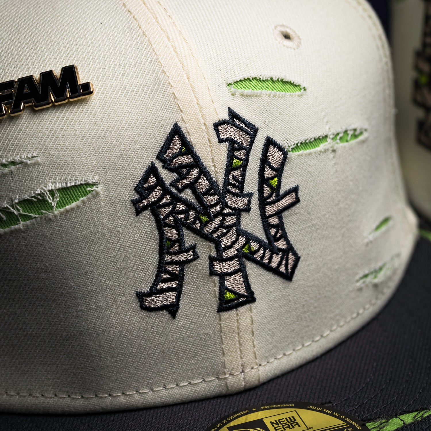 NEW YORK YANKEES MLB MUMMIFIED CREAM NEON GREEN TWO TONE GREY UV / NEW ERA 59FIFTY CAP