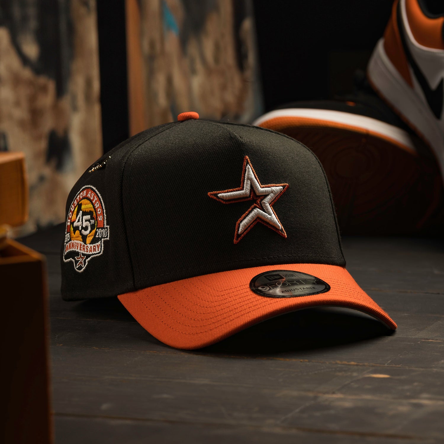 HOUSTON ASTROS MLB BLACK ORANGE TWO TONE GRAY UV / NEW ERA 9FORTY A-FRAME