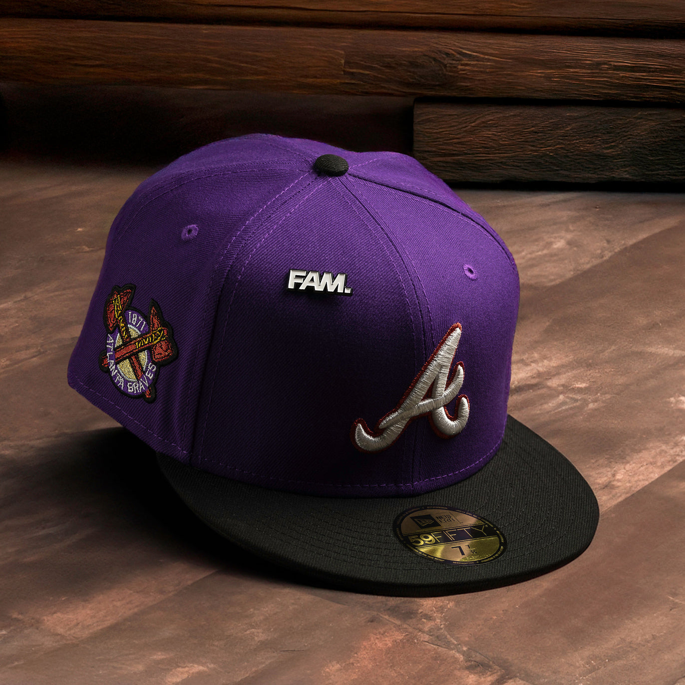 ATLANTA BRAVES MLB PURPLE BLACK TWO TONE GREEN UV / NEW ERA 59FIFTY CAP