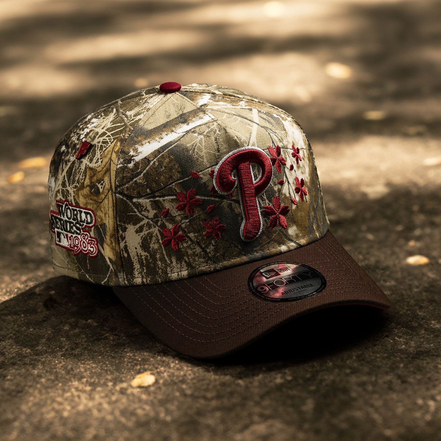 PHILADELPHIA PHILLIES MLB TREE EDGE BURNED WOOD TWO TONE CARDINAL UV / NEW ERA 9FORTY A-FRAME