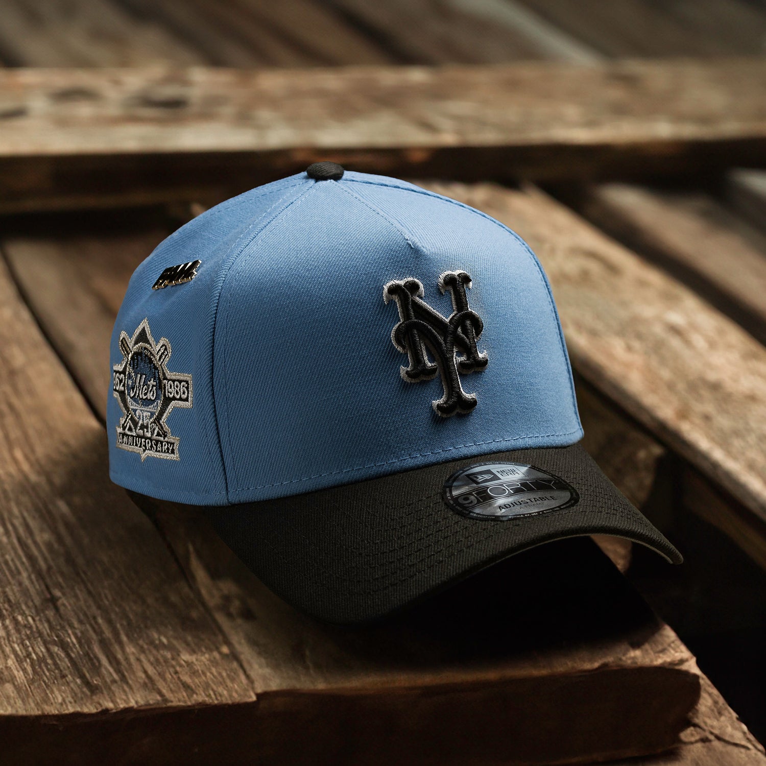 NEW YORK METS MLB SKY BLUE BLACK TWO TONE GREY UV / NEW ERA 9FORTY A-FRAME