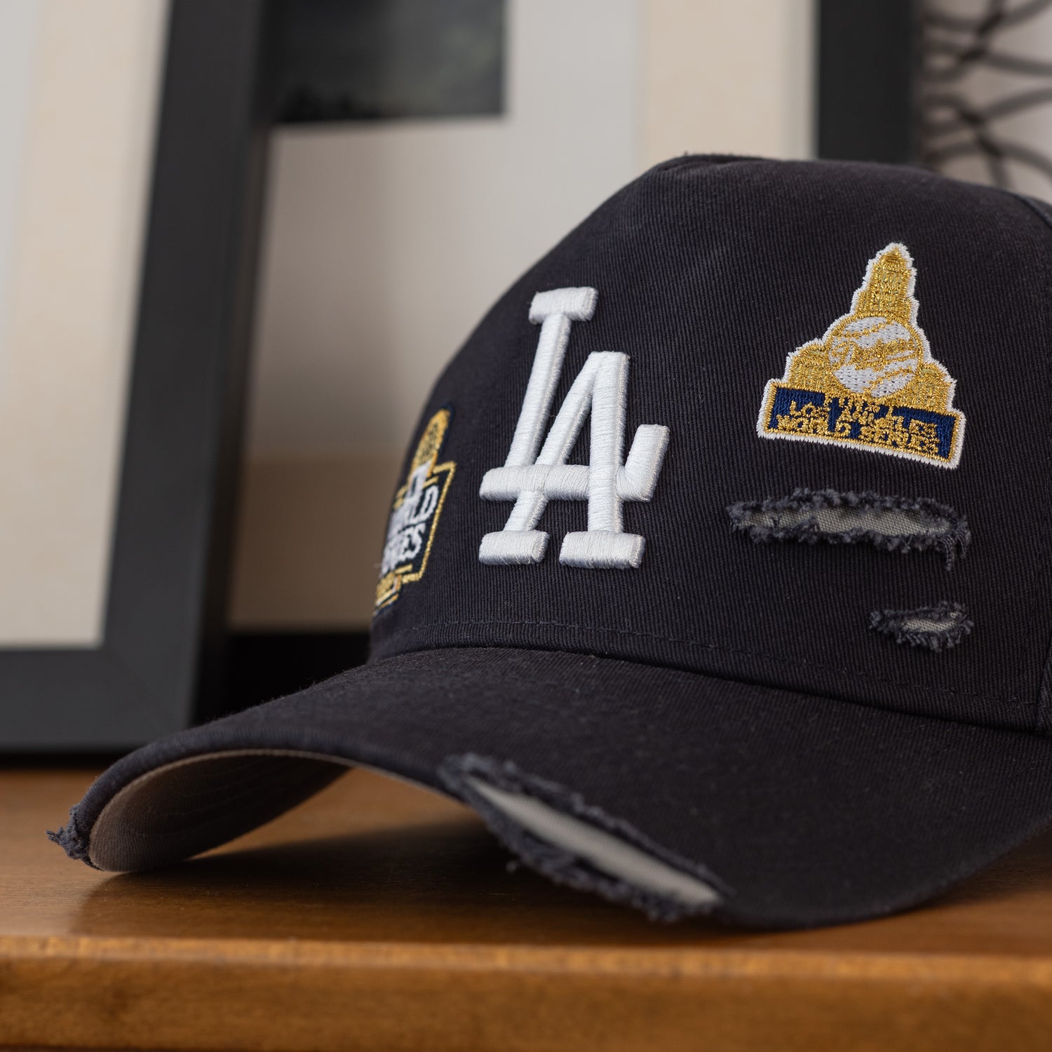 NEW ERA 9FORTY A FRAME  LOS ANGELES DODGERS WASHED DISTRESSED NAVY CAP - FAM EXCLUSIVE