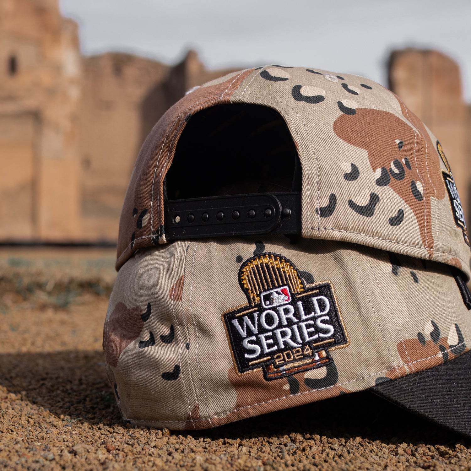 EXCLUSIVE 9FORTY A-FRAME LOS ANGELES DODGERS 2024 WORLD SERIES DESERT CAMO – NEW ERA CAP