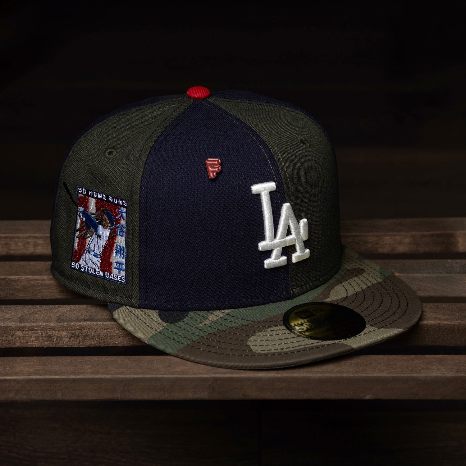 LOS ANGELES DODGERS MLB NAVY OLIVE PINWHEEL GREY UV / NEW ERA 59FIFTY CAP