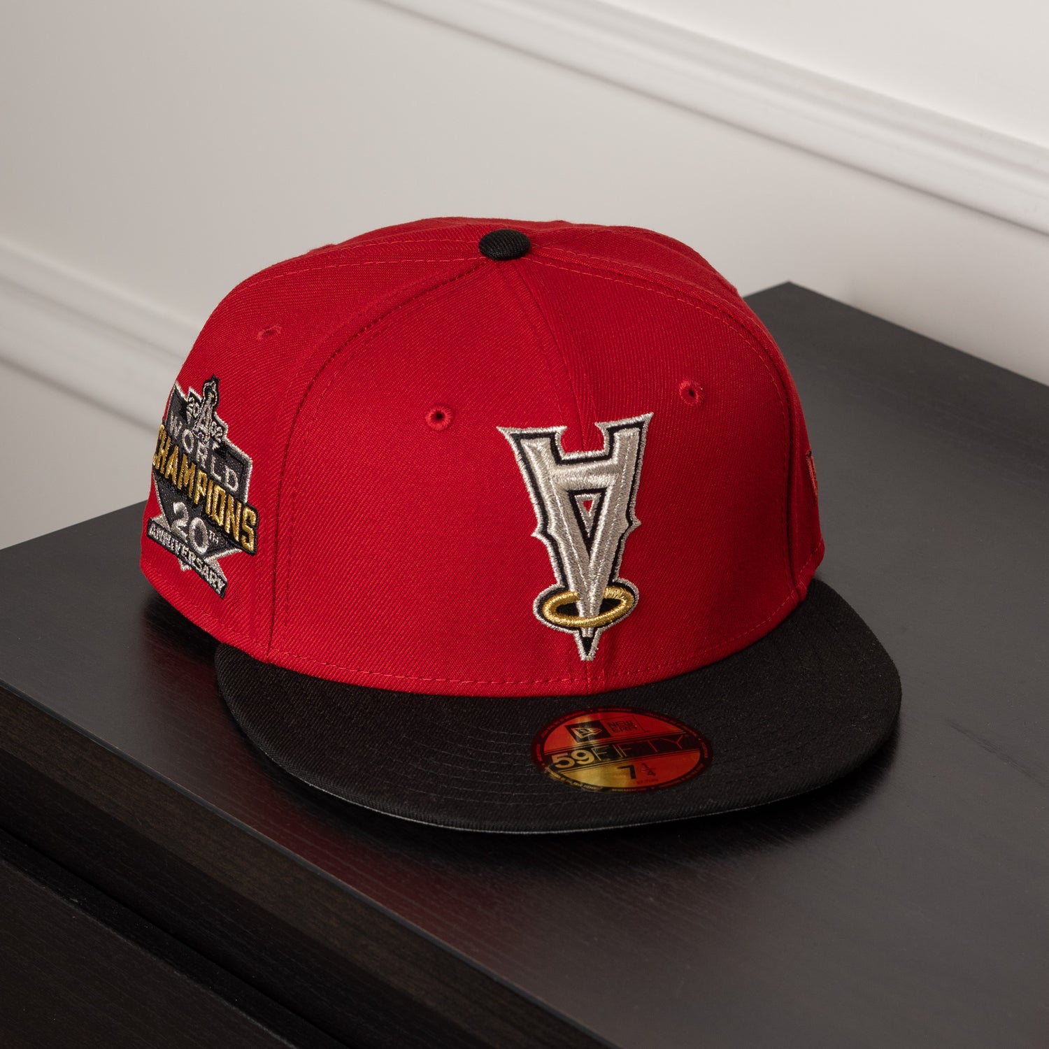 ANAHEIM ANGELS MLB SCARLET BLACK TWO TONE GREY UV / NEW ERA 59FIFTY CAP