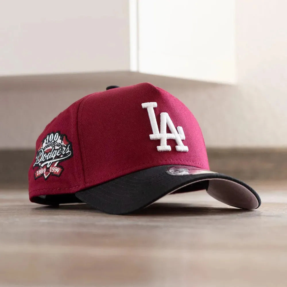 NEW ERA 9FORTY A-FRAME MLB LOS ANGELES DODGERS 100TH ANNIVERSARY TWO TONE / PINK UV SNAPBACK CAP