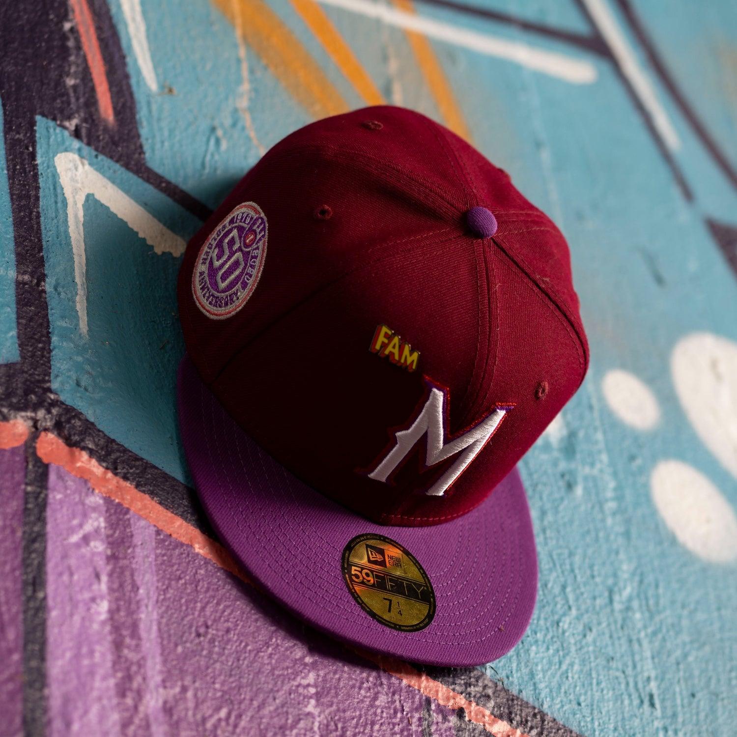 NEW ERA 59FIFTY MLB MILWAUKEE BREWERS 50TH ANNIVERSARY TWO TONE / ENERGY RED UV FITTED CAP - FAM