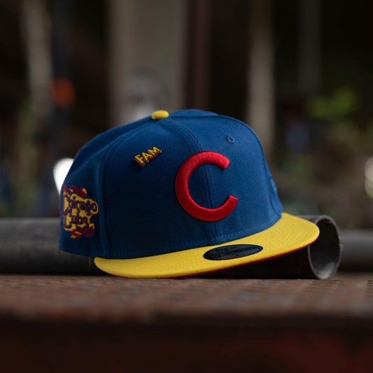 NEW ERA 59FIFTY MLB CHICAGO CUBS WORLD SERIES 1908 TWO TONE / FRONT DOOR RED UV FITTED CAP