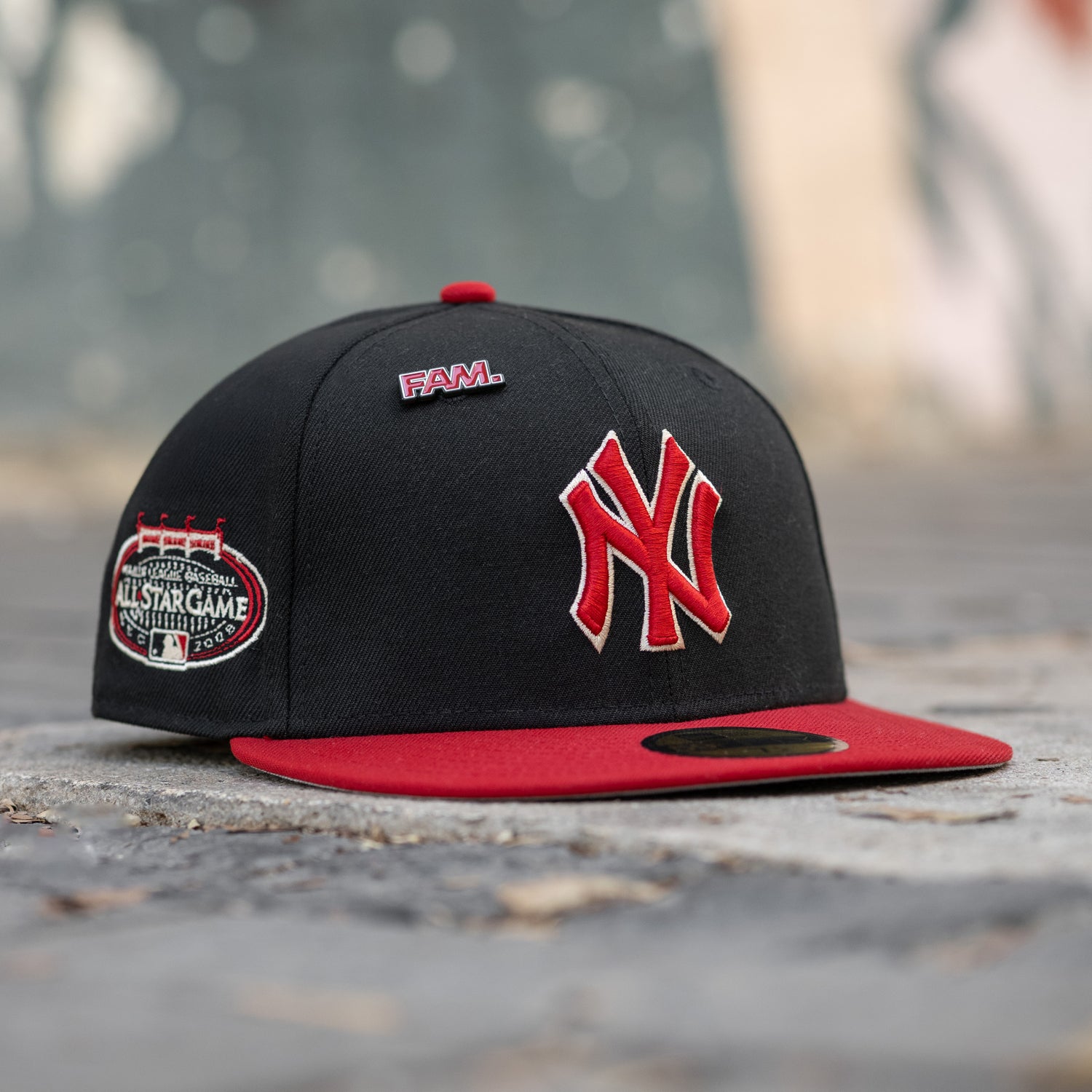NEW YORK YANKEES MLB BLACK SCARLET TWO TONE GRAY UV / NEW ERA 59FIFTY FITTED CAP