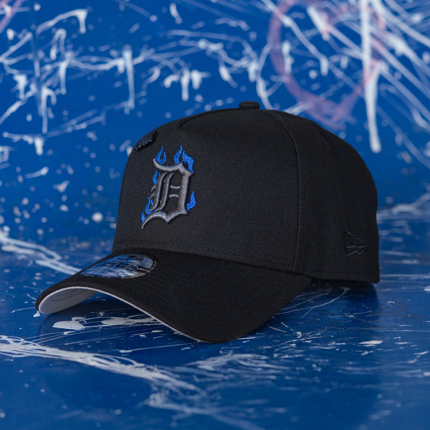 DETROIT TIGERS MLB FLAME LOGO BLACK GRAY UV / NEW ERA 9FORTY A-FRAME