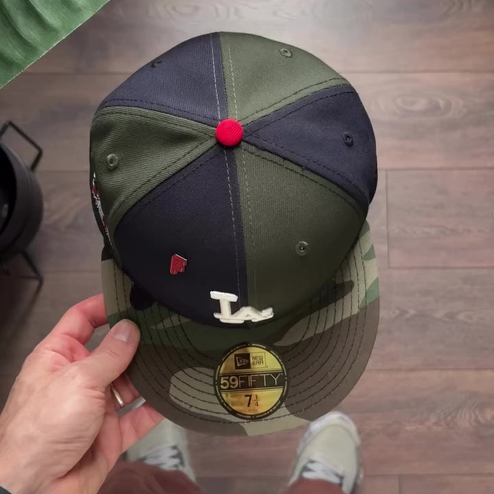LOS ANGELES DODGERS MLB NAVY OLIVE PINWHEEL GREY UV / NEW ERA 59FIFTY CAP