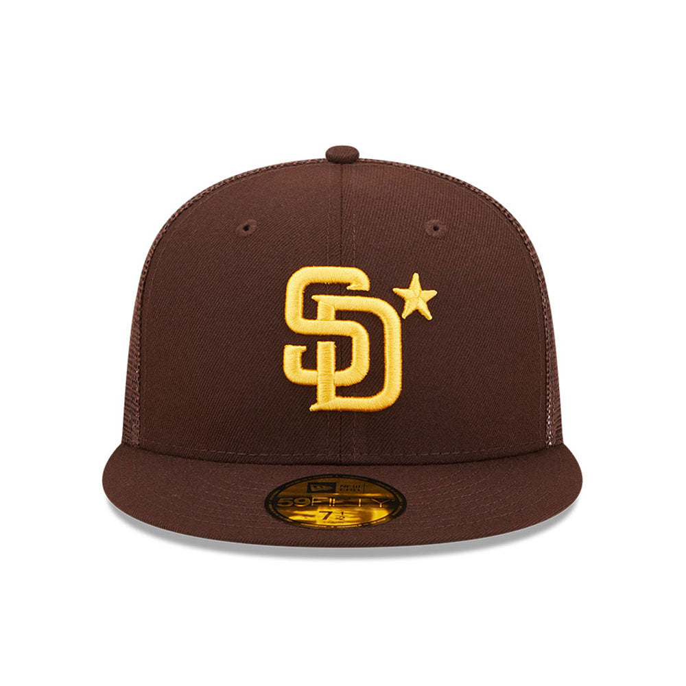 NEW ERA 59FIFTY MLB SAN DIEGO PADRES ALL STAR GAME 2022 BROWN / TROPIC BROWN UV FITTED TRUCKER CAP