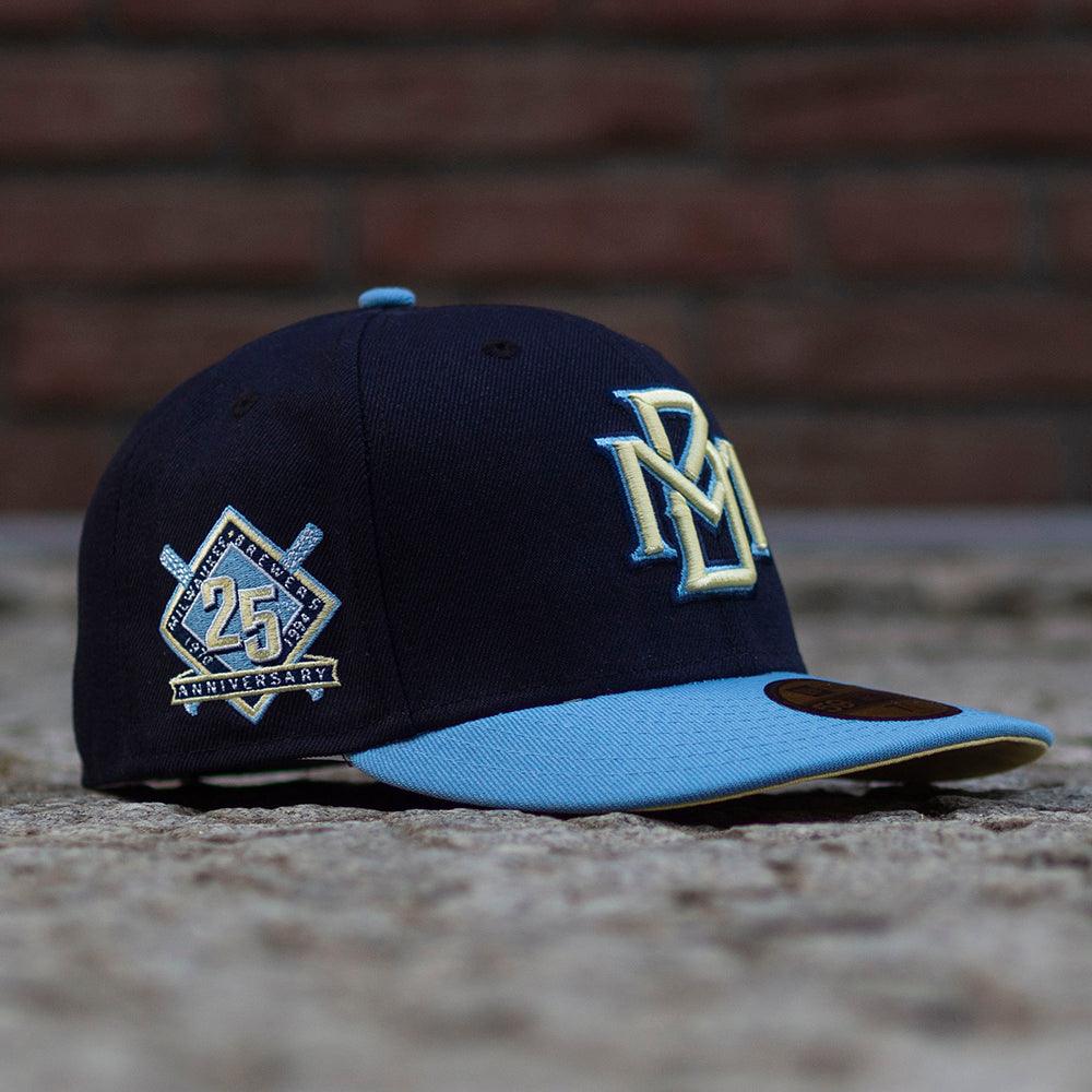 NEW ERA 59FIFTY MILWAUKEE BREWERS 25th ANNIVERSARY TWO TONE / SOFT YELLOW UV FITTED CAP